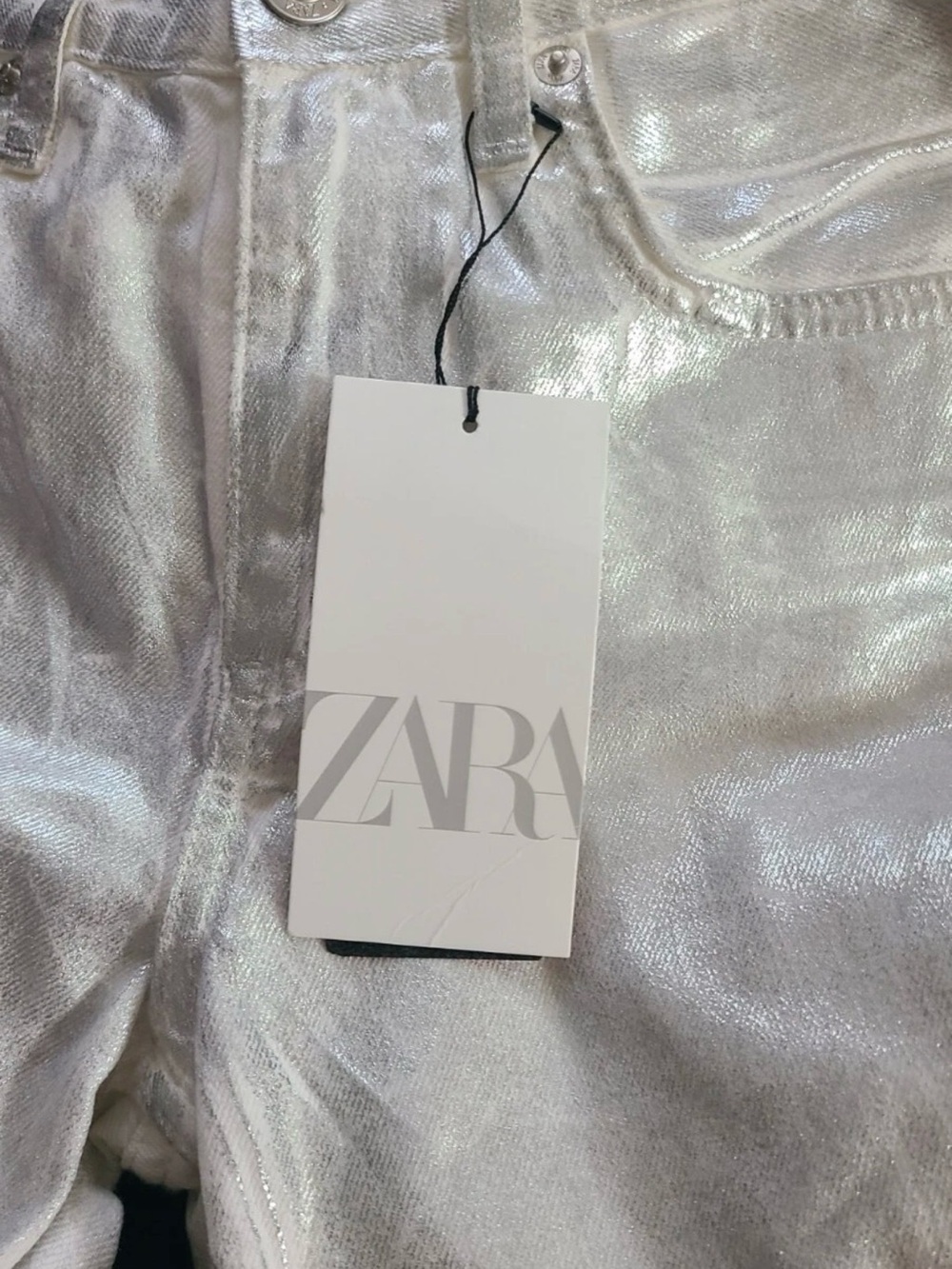 ZARA Shimmery Silver Jeans
